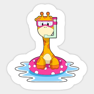 Giraffe at Swimming with Snorkel Sticker